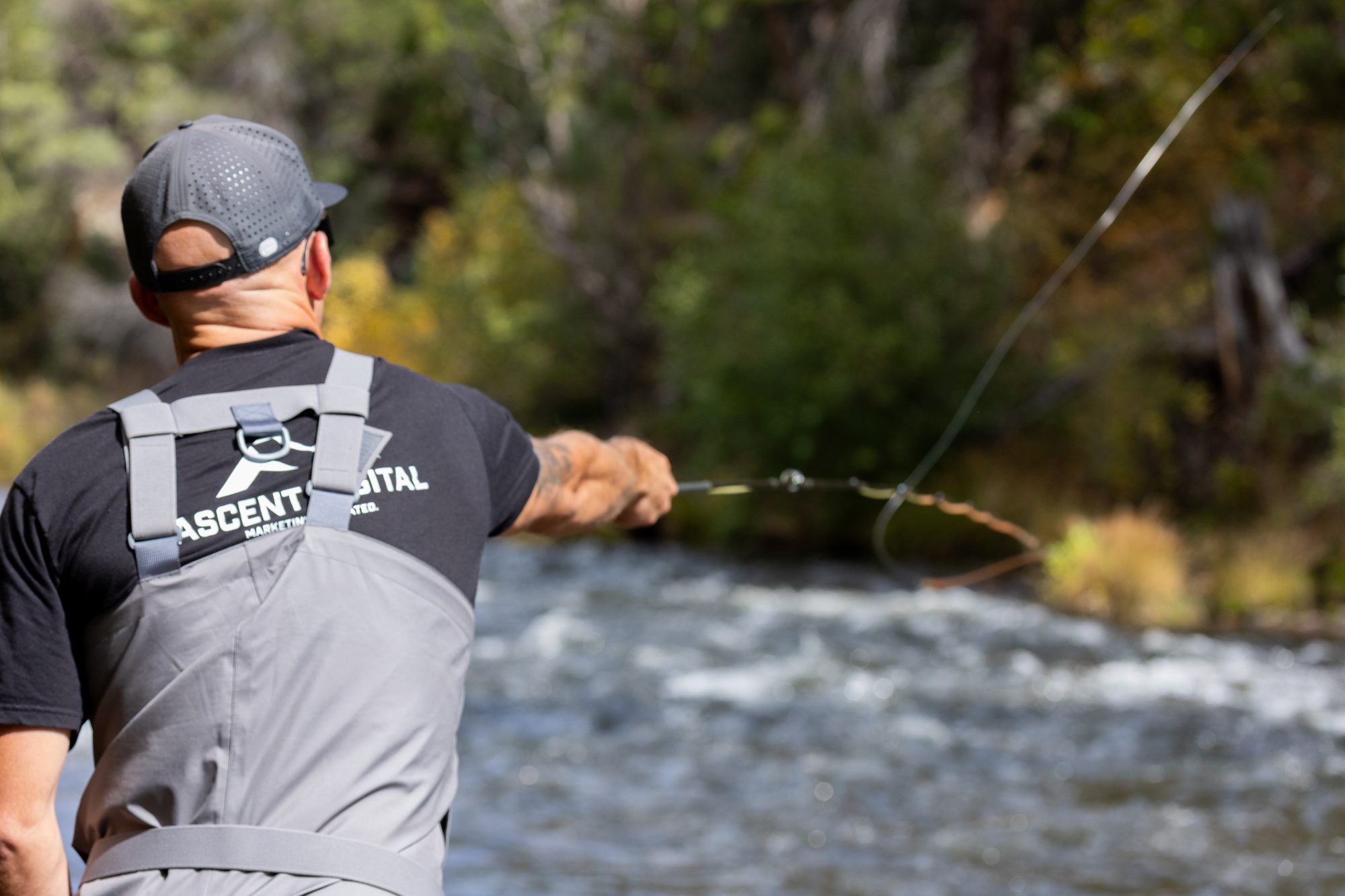 Casting into the river at Echo Valley Ranch